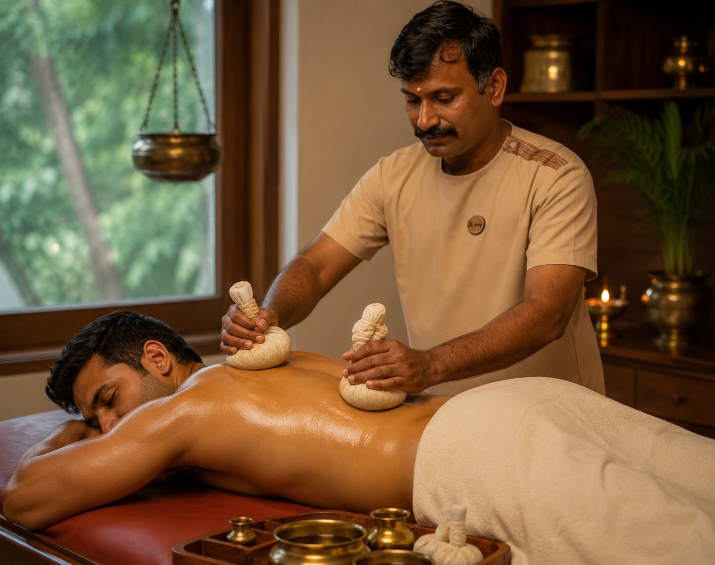 Potli massage at Sarangadhar Ayurveda